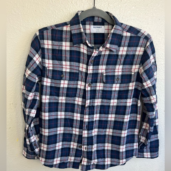 Old Navy Other - Old Navy Boys Plaid Long Sleeve Soft-Brushed Flannel Pocket Shirt size. 14-16
